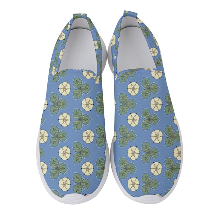 Flowers leaves. floristic pattern Women s Slip On Sneakers