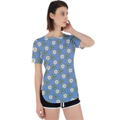 Flowers Leaves  Floristic Pattern Perpetual Short Sleeve T-shirt by SychEva