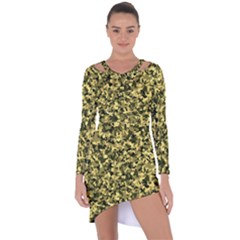 Camouflage Sand  Asymmetric Cut-out Shift Dress by JustToWear