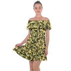 Camouflage Sand  Off Shoulder Velour Dress by JustToWear