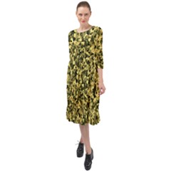 Camouflage Sand  Ruffle End Midi Chiffon Dress by JustToWear