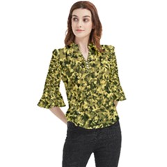 Camouflage Sand  Loose Horn Sleeve Chiffon Blouse