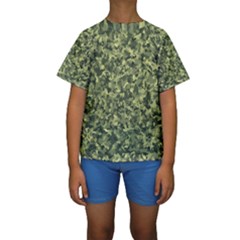 Camouflage Green Kids  Short Sleeve Swimwear by JustToWear