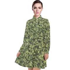 Camouflage Green Long Sleeve Chiffon Shirt Dress