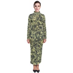 Camouflage Green Turtleneck Maxi Dress by JustToWear