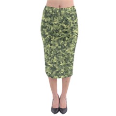 Camouflage Green Midi Pencil Skirt