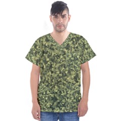 Camouflage Green Men s V-neck Scrub Top