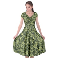 Camouflage Green Cap Sleeve Wrap Front Dress by JustToWear