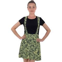 Camouflage Green Velvet Suspender Skater Skirt by JustToWear