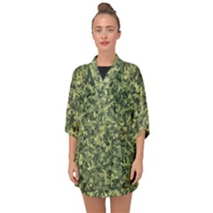 Camouflage Green Half Sleeve Chiffon Kimono by JustToWear