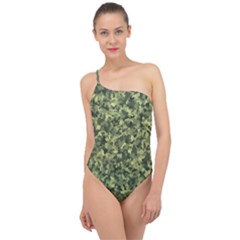 Camouflage Green Classic One Shoulder Swimsuit by JustToWear