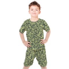 Camouflage Green Kids  Tee And Shorts Set by JustToWear