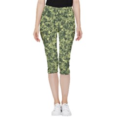 Camouflage Green Inside Out Lightweight Velour Capri Leggings  by JustToWear