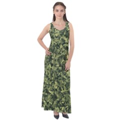 Camouflage Green Sleeveless Velour Maxi Dress