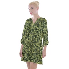 Camouflage Green Open Neck Shift Dress