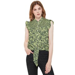 Camouflage Green Frill Detail Shirt by JustToWear