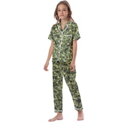 Camouflage Green Kids  Satin Short Sleeve Pajamas Set by JustToWear