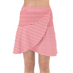 Dots Red On White Wrap Front Skirt