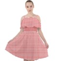 Dots red on white Cut Out Shoulders Chiffon Dress View1