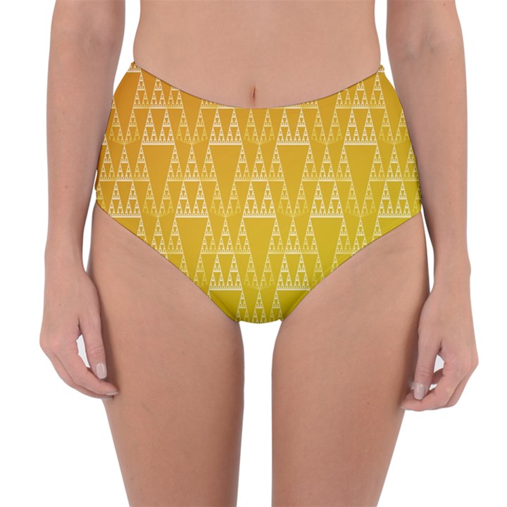 Orange Triangles Reversible High-Waist Bikini Bottoms