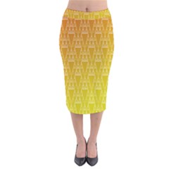 Orange Triangles Velvet Midi Pencil Skirt by JustToWear