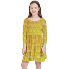 Orange Triangles Kids  Quarter Sleeve Skater Dress