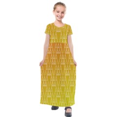 Orange Triangles Kids  Short Sleeve Maxi Dress by JustToWear