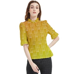 Orange Triangles Frill Neck Blouse