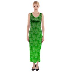 Green Triangles Fitted Maxi Dress by JustToWear