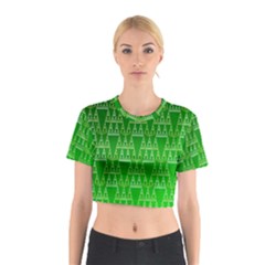 Green Triangles Cotton Crop Top by JustToWear