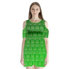 Green Triangles Shoulder Cutout Velvet One Piece by JustToWear