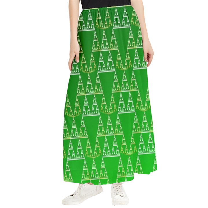 Green triangles Maxi Chiffon Skirt