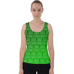 Green Triangles Velvet Tank Top by JustToWear