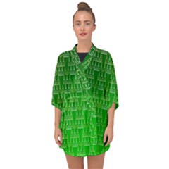 Green Triangles Half Sleeve Chiffon Kimono by JustToWear