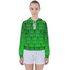 Green Triangles Women s Tie Up Sweat by JustToWear