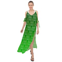 Green Triangles Maxi Chiffon Cover Up Dress by JustToWear