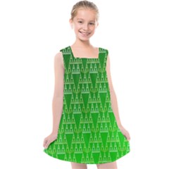 Green Triangles Kids  Cross Back Dress by JustToWear