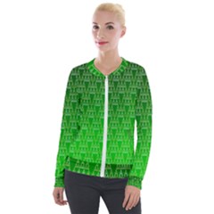 Green Triangles Velvet Zip Up Jacket