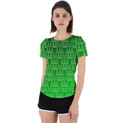 Green Triangles Back Cut Out Sport Tee