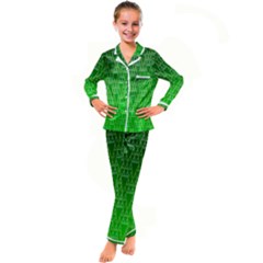 Green Triangles Kid s Satin Long Sleeve Pajamas Set