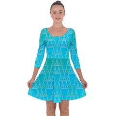 Blue Triangles Quarter Sleeve Skater Dress by JustToWear