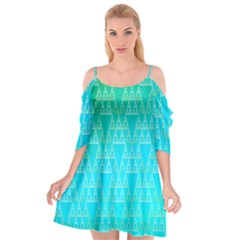 Blue Triangles Cutout Spaghetti Strap Chiffon Dress by JustToWear