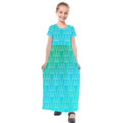 Blue Triangles Kids  Short Sleeve Maxi Dress by JustToWear