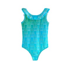 Blue Triangles Kids  Frill Swimsuit by JustToWear