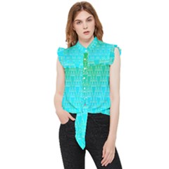 Blue Triangles Frill Detail Shirt