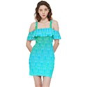 Blue triangles Shoulder Frill Bodycon Summer Dress View3