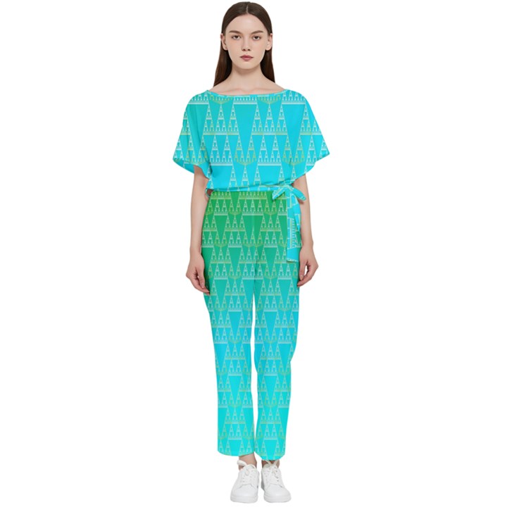 Blue triangles Batwing Lightweight Jumpsuit