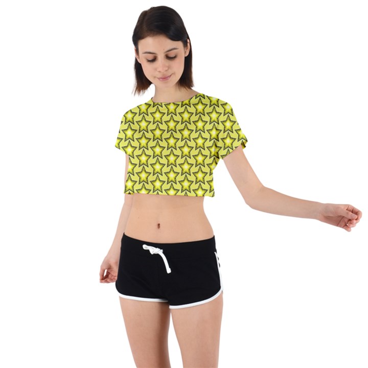 Stars Tie Back Short Sleeve Crop Tee