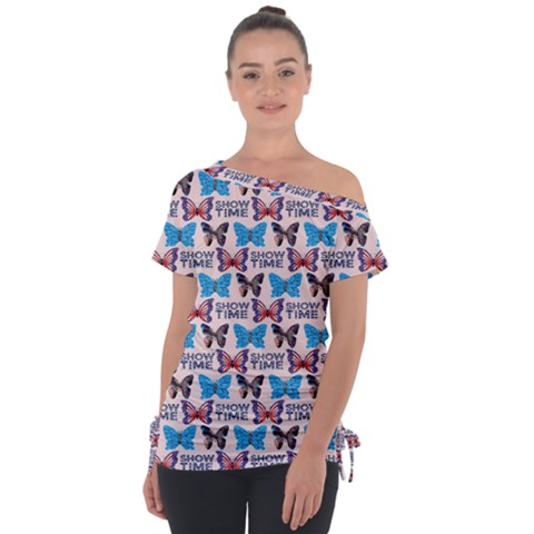 Show Time Off Shoulder Tie-up Tee by Sparkle