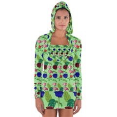 Rose Lotus Long Sleeve Hooded T-shirt by Sparkle